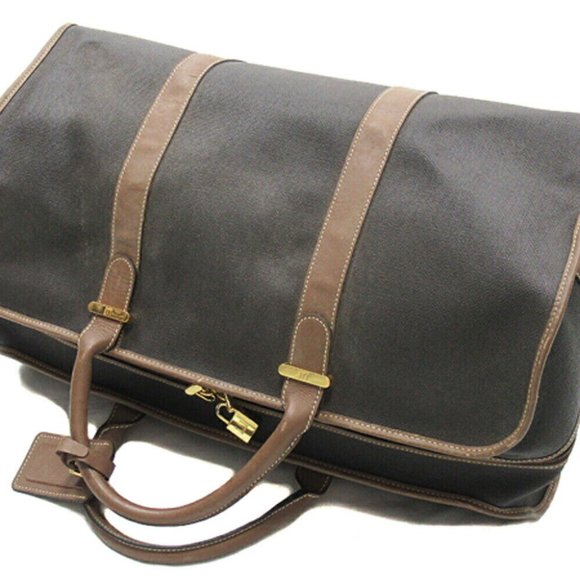 DUNHILL Boston Bag Herringbone Gray Gray PVC x Leather Authentic - Picture 7 of 11